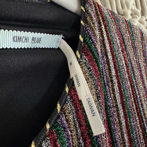 Kimchi Blue Multi-Color Striped Metallic Melody Mini Dress - Size M - Picture 4 of 5